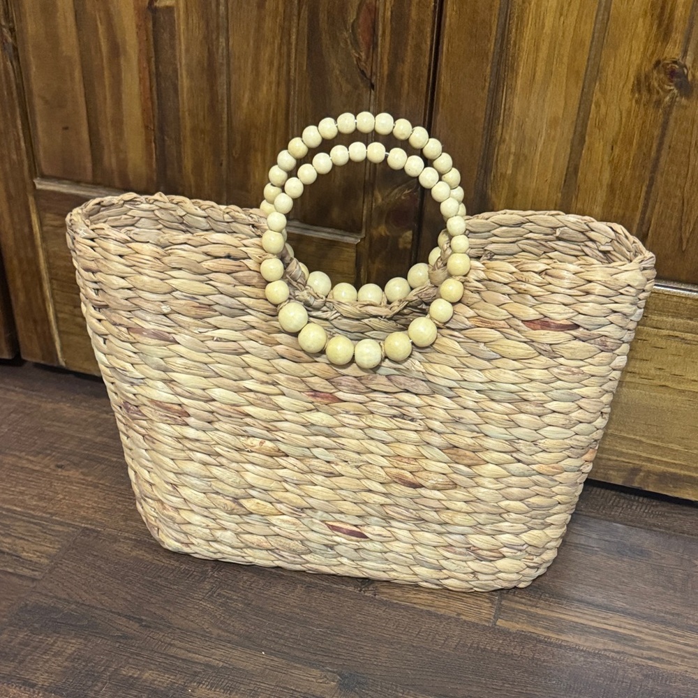 Target Woven Straw Tote with Wooden Handles